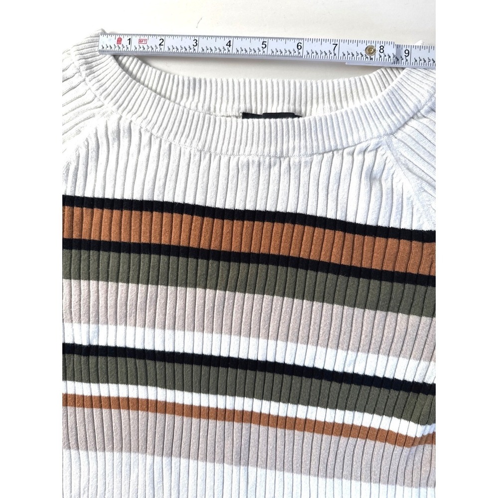 EXPRESS Women's Striped Ribbed Boat Neck Long Sleeve Sweater Top L Casual Career - Picture 8 of 10